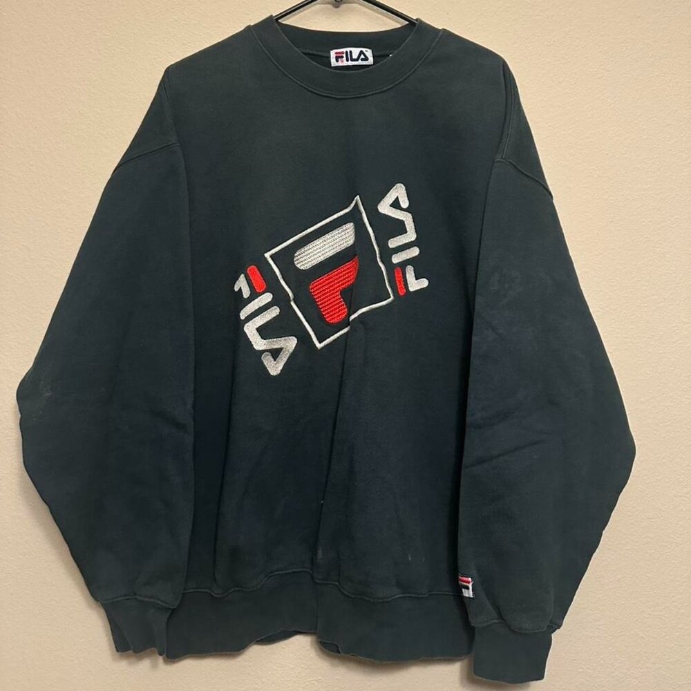 Vintage 90s Fila Logo Embroidered Green Sweatshirt